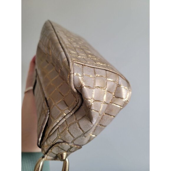 Y2K GUESS Patent Leather Croc studded Shoulder Bag Bagget Gold vintage shimmer - Picture 12 of 12